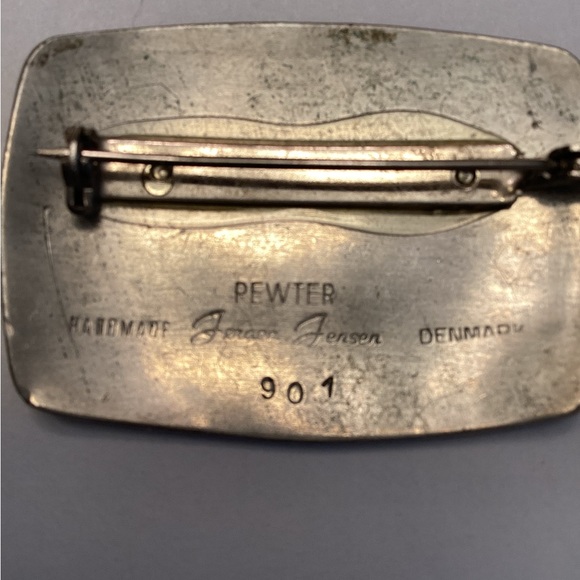 Danish MCM Jorgen Jensen handmade enameled pewter brooch #901 - Picture 3 of 4